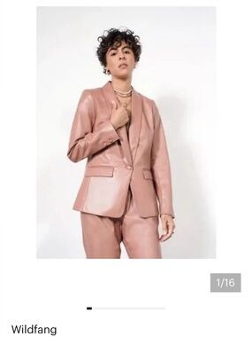 Wildfang Empower Light Pink Faux Vegan Tux Blazer size large